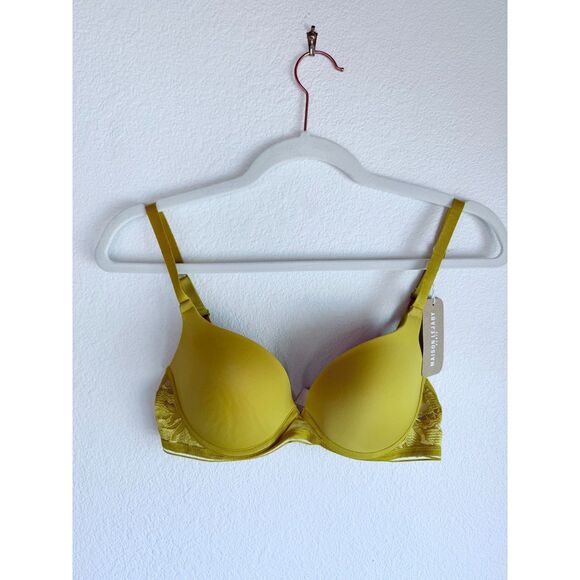 NWT Maison Lejaby Sin Embroidered Underwired Pushup Bra in Yellow Size 32C - Picture 6 of 11